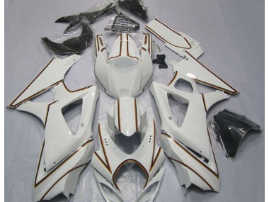 2007-2008 Gloss White Orange Pin Stripe Suzuki GSXR 1000 Fairings for Sale