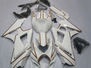 2007-2008 Gloss White Orange Pin Stripe Suzuki GSXR 1000 Fairings for Sale