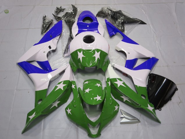 2007-2008 Green and Blue Stars and Stripes Honda CBR600RR Fairings for Sale 2007-2008 Green and Blue Stars and Stripes Honda CBR600RR Fairings for Sale