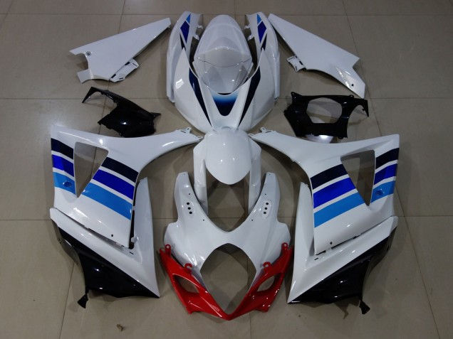 2007-2008 OEM Style Blue and White Suzuki GSXR 1000 Fairings for Sale 2007-2008 OEM Style Blue and White Suzuki GSXR 1000 Fairings for Sale