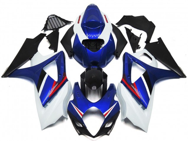 2007-2008 OEM Style Gloss Blue and White Red Logo Suzuki GSXR 1000 Fairings for Sale 2007-2008 OEM Style Gloss Blue and White Red Logo Suzuki GSXR 1000 Fairings for Sale