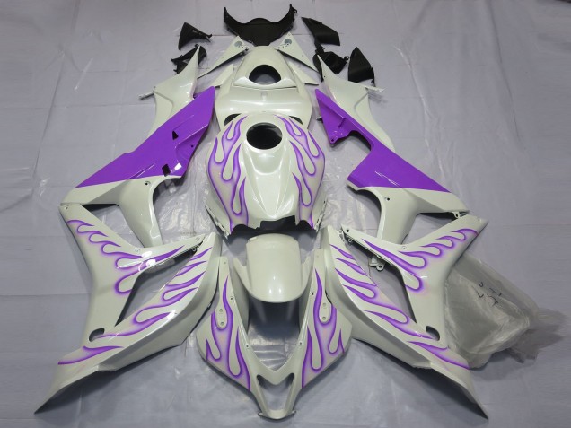 2007-2008 Purple Flame on White Honda CBR600RR Fairings for Sale 2007-2008 Purple Flame on White Honda CBR600RR Fairings for Sale