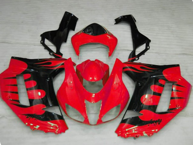 2007-2008 Red Flame Kawasaki ZX6R Fairings for Sale 2007-2008 Red Flame Kawasaki ZX6R Fairings for Sale