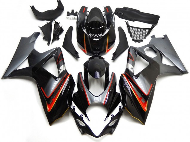 2007-2008 Silver and Black with Red Suzuki GSXR 1000 Fairings for Sale 2007-2008 Silver and Black with Red Suzuki GSXR 1000 Fairings for Sale