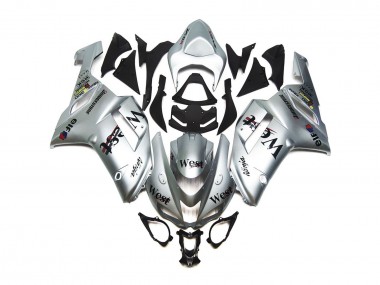 2007-2008 Silver West Gloss Kawasaki ZX6R Fairings for Sale
