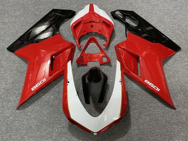 2007-2012 Black Red White Ducati 848 1098 1198 Fairings for Sale