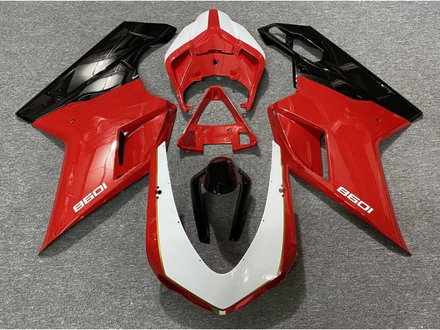 2007-2012 Black Red White Ducati 848 1098 1198 Fairings for Sale