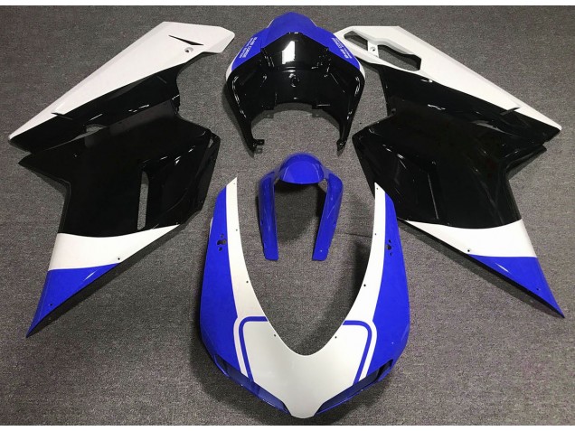 2007-2012 Gloss Blue White and Black Ducati 848 1098 1198 Fairings for Sale 2007-2012 Gloss Blue White and Black Ducati 848 1098 1198 Fairings for Sale