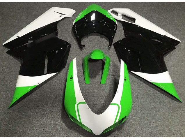 2007-2012 Gloss Green White and Black Ducati 848 1098 1198 Fairings for Sale 2007-2012 Gloss Green White and Black Ducati 848 1098 1198 Fairings for Sale