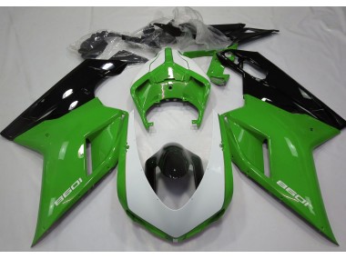 2007-2012 Gloss Green & White Ducati 848 1098 1198 Fairings for Sale