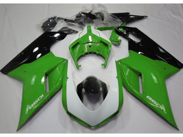 2007-2012 Gloss Green & White Ducati 848 1098 1198 Fairings for Sale 2007-2012 Gloss Green & White Ducati 848 1098 1198 Fairings for Sale