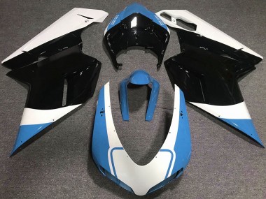 2007-2012 Gloss Light Blue White and Black Ducati 848 1098 1198 Fairings for Sale