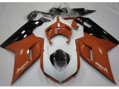2007-2012 Gloss Orange & White Ducati 848 1098 1198 Fairings for Sale