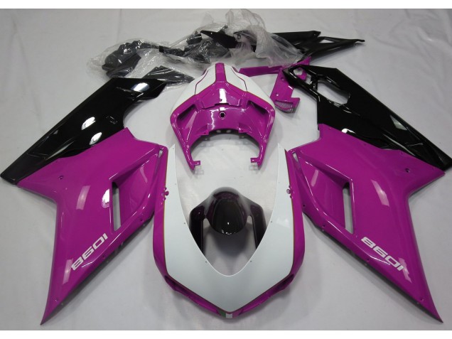 2007-2012 Gloss Pink & White Ducati 848 1098 1198 Fairings for Sale 2007-2012 Gloss Pink & White Ducati 848 1098 1198 Fairings for Sale