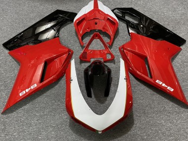 2007-2012 Gloss Red & White (848 Sticker) Ducati 848 1098 1198 Fairings for Sale