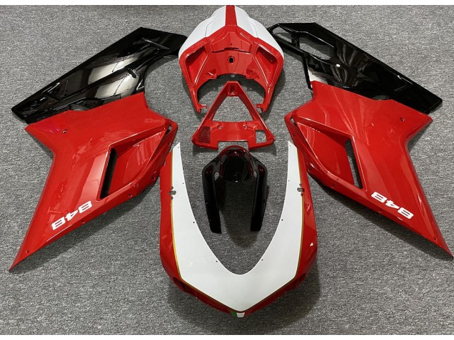 2007-2012 Gloss Red & White (848 Sticker) Ducati 848 1098 1198 Fairings for Sale