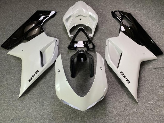 2007-2012 White Pearl and Black Ducati 848 1098 1198 Fairings for Sale 2007-2012 White Pearl and Black Ducati 848 1098 1198 Fairings for Sale