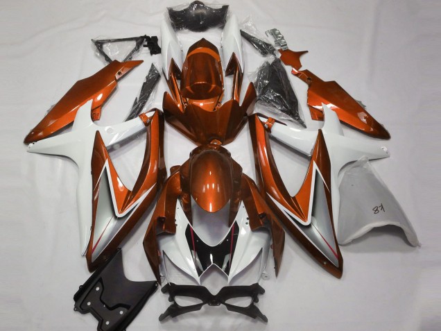 2008-2010 Gloss Orange and White Suzuki GSXR 600-750 Fairings for Sale 2008-2010 Gloss Orange and White Suzuki GSXR 600-750 Fairings for Sale