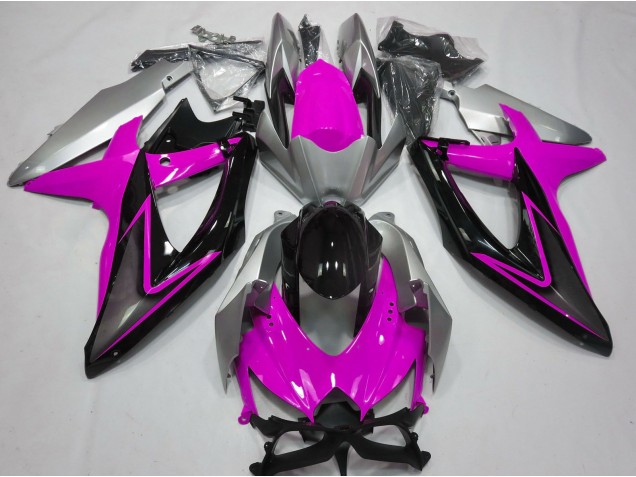 2008-2010 Pink and Silver Suzuki GSXR 600-750 Fairings for Sale 2008-2010 Pink and Silver Suzuki GSXR 600-750 Fairings for Sale