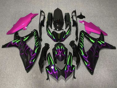 2008-2010 Purple and Green Flame Suzuki GSXR 600-750 Fairings for Sale