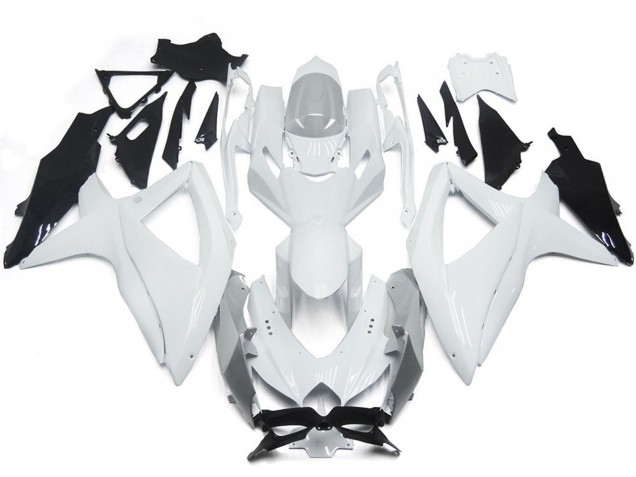 2008-2010 Shining Gloss White With Silver Suzuki GSXR 600-750 Fairings for Sale 2008-2010 Shining Gloss White With Silver Suzuki GSXR 600-750 Fairings for Sale