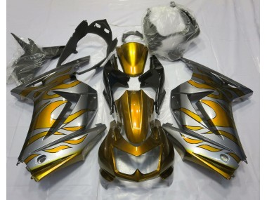 2008-2013 Gold and Silver Flame Kawasaki Ninja 250 Fairings for Sale
