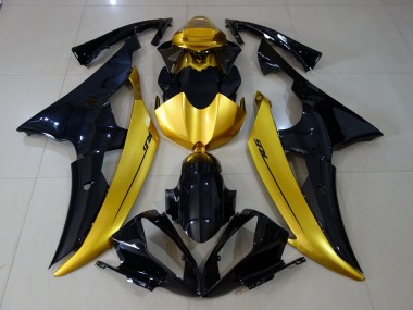 2008-2016 Gloss Black & Gold Yamaha R6 Fairings for Sale