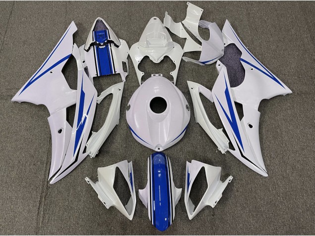 2008-2016 Gloss White and Blue Yamaha R6 Fairings for Sale 2008-2016 Gloss White and Blue Yamaha R6 Fairings for Sale