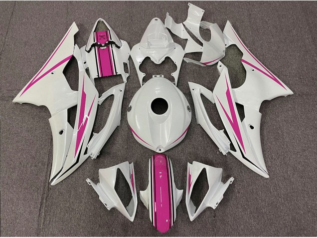 2008-2016 Gloss White and Pink Yamaha R6 Fairings for Sale