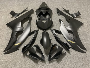 2008-2016 Matte Black with Gold Logo Yamaha R6 Fairings for Sale