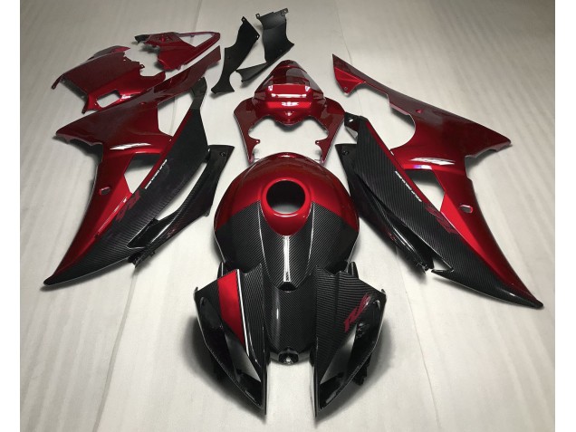 2008-2016 Red w Carbon Style Yamaha R6 Fairings for Sale