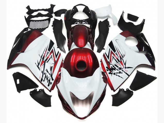 2008-2019 Gloss White with Deep Red Custom Suzuki GSXR 1300 Fairings for Sale