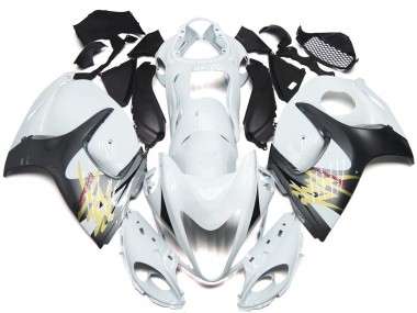 2008-2019 Gloss White with Silver Style Suzuki GSXR 1300 Fairings for Sale