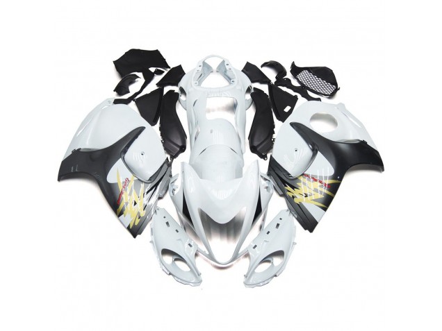 2008-2019 Gloss White with Silver Style Suzuki GSXR 1300 Fairings for Sale 2008-2019 Gloss White with Silver Style Suzuki GSXR 1300 Fairings for Sale
