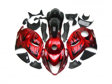 2008-2019 Vibrant Red with Black Flames Suzuki GSXR 1300 Fairings for Sale