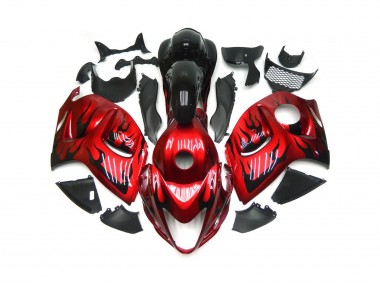 2008-2019 Vibrant Red with Black Flames Suzuki GSXR 1300 Fairings for Sale