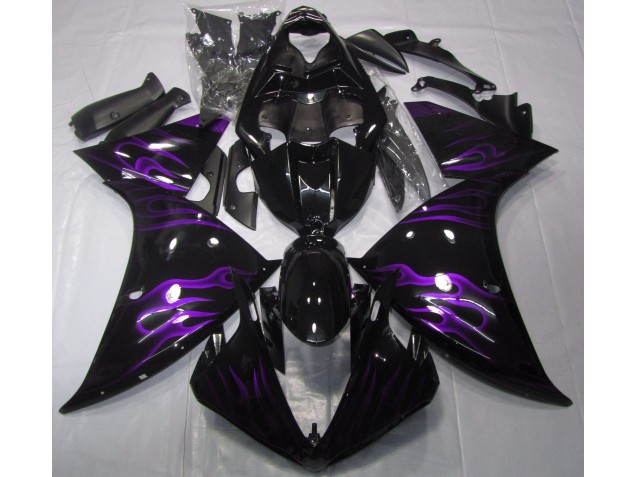 2009-2012 Black & Purple Flame Yamaha R1 Fairings for Sale 2009-2012 Black & Purple Flame Yamaha R1 Fairings for Sale