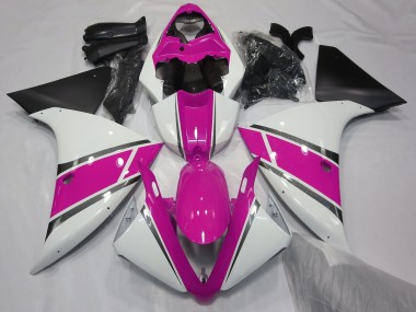 2009-2012 Gloss White and Pink Yamaha R1 Fairings for Sale