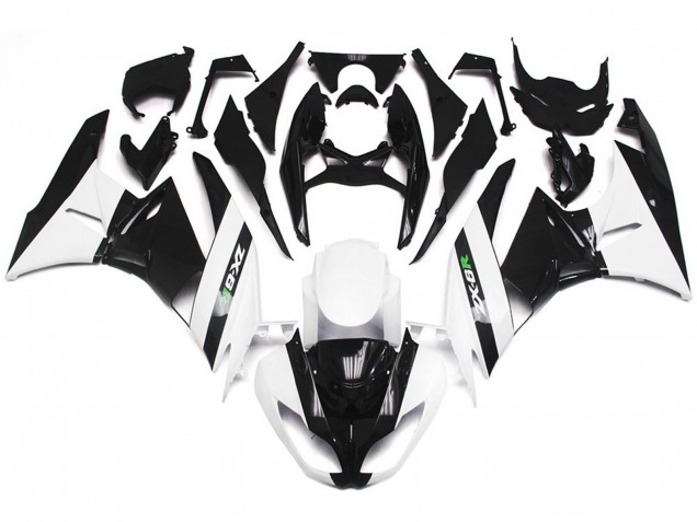 2009-2012 Gloss White and Slick Black Kawasaki ZX6R Fairings for Sale 2009-2012 Gloss White and Slick Black Kawasaki ZX6R Fairings for Sale