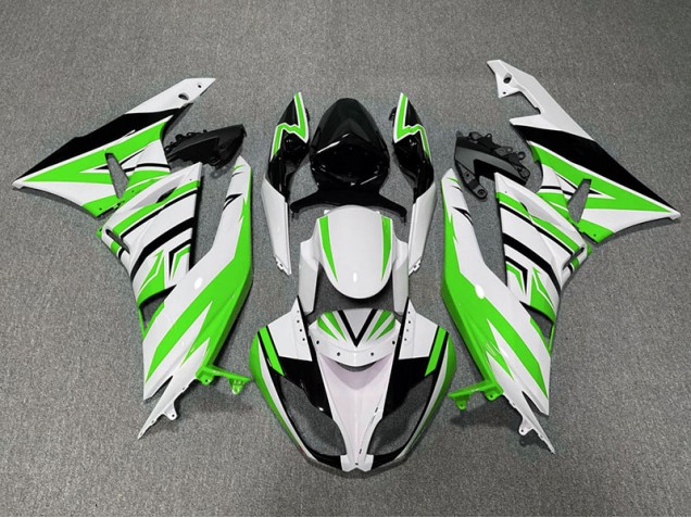 2009-2012 Green White and Black Zag Kawasaki ZX6R Fairings for Sale 2009-2012 Green White and Black Zag Kawasaki ZX6R Fairings for Sale