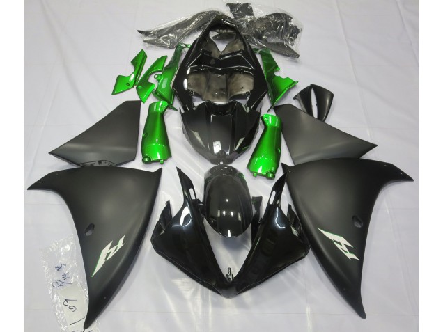 2009-2012 Matte Black & Green Yamaha R1 Fairings for Sale 2009-2012 Matte Black & Green Yamaha R1 Fairings for Sale