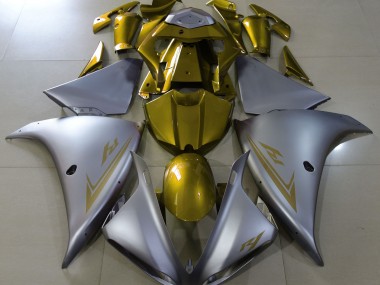 2009-2012 Matte Silver & Gold Yamaha R1 Fairings for Sale