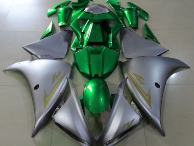 2009-2012 Matte Silver & Green Yamaha R1 Fairings for Sale