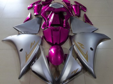 2009-2012 Matte Silver & Pink Yamaha R1 Fairings for Sale