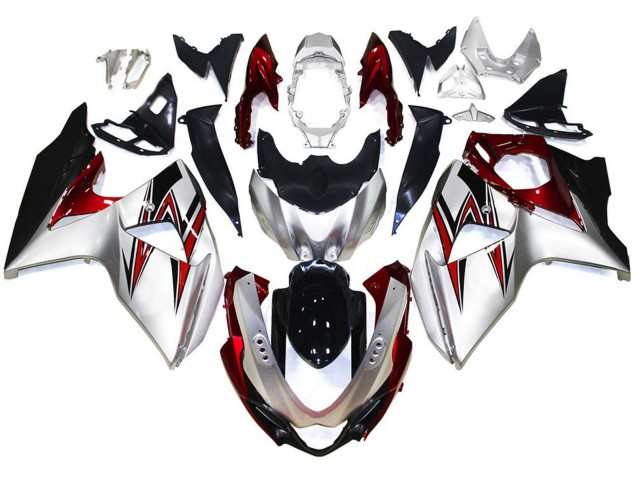 2009-2016 Silver with Red Hints Suzuki GSXR 1000 Fairings for Sale 2009-2016 Silver with Red Hints Suzuki GSXR 1000 Fairings for Sale