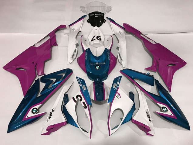 2009-2018 Gloss White & Pink and Blue BMW S1000RR Fairings for Sale