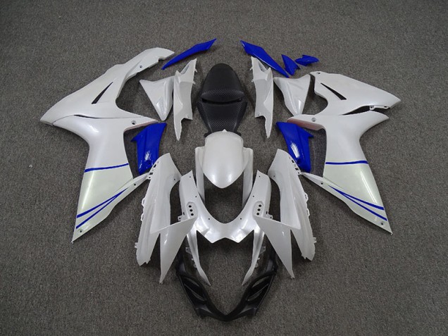 2011-2020 Pearl White and Dark Blue Suzuki GSXR 600-750 Fairings for Sale 2011-2020 Pearl White and Dark Blue Suzuki GSXR 600-750 Fairings for Sale