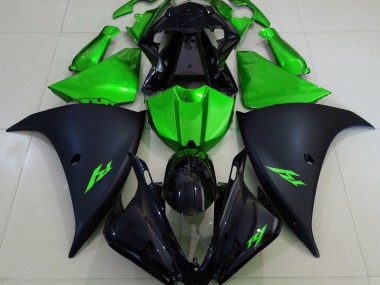 2013-2014 Matte Black and Green Yamaha R1 Fairings for Sale
