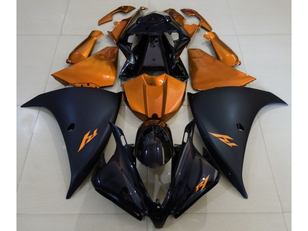 2013-2014 Matte Black and Orange Yamaha R1 Fairings for Sale