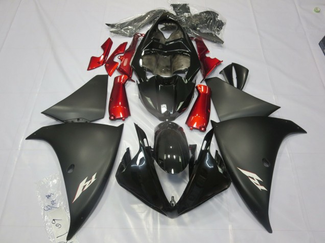 2013-2014 Matte Black Red Yamaha R1 Fairings for Sale 2013-2014 Matte Black Red Yamaha R1 Fairings for Sale